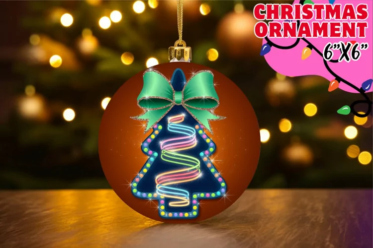 Blissful Keychain Round Style, Neon Xmas