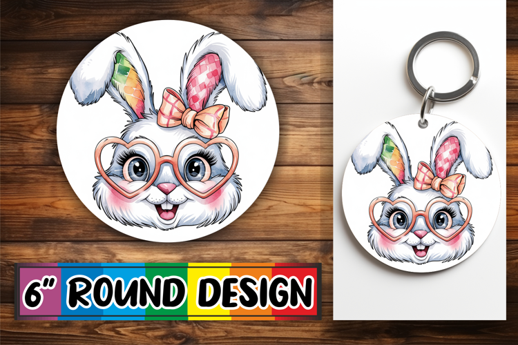 Joyful Circle Coasters Sublimation, Easter Bunny