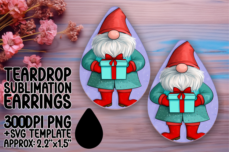 Vibrant Teardrop Earrings Template PNG , Gnome