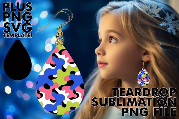 Whimsical Teardrop Earrings Art, Funky Pattern