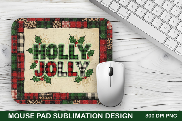 Holly Jolly Mouse Pad Sublimation - Christmas Design