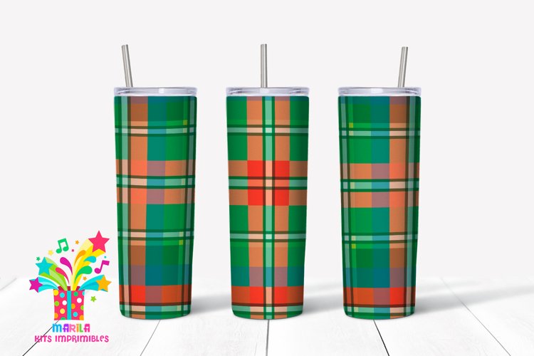 Buffalo Plaid Christmas Skinny tumbler Sublimation #6 example image 1