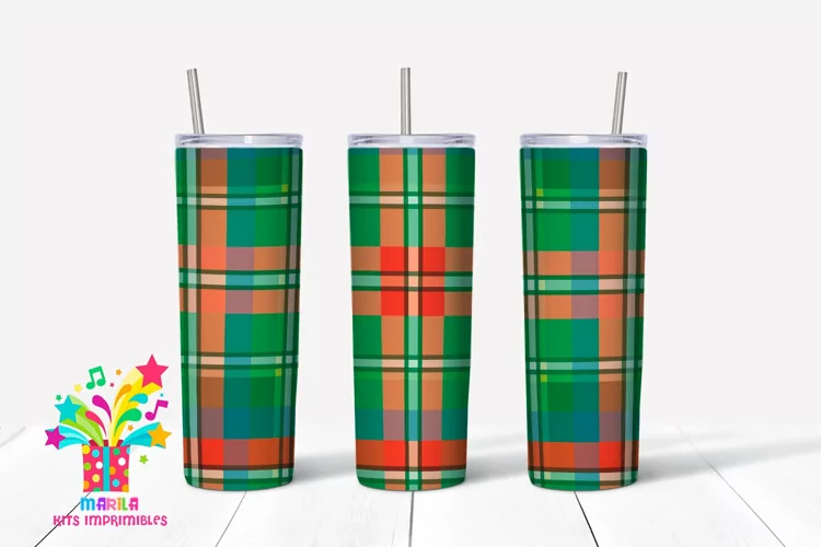 Buffalo Plaid Christmas Skinny tumbler Sublimation #6