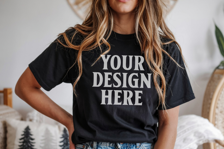 Christmas Bella Canvas 3001 Black Shirt Mockup ,Trandy Mock