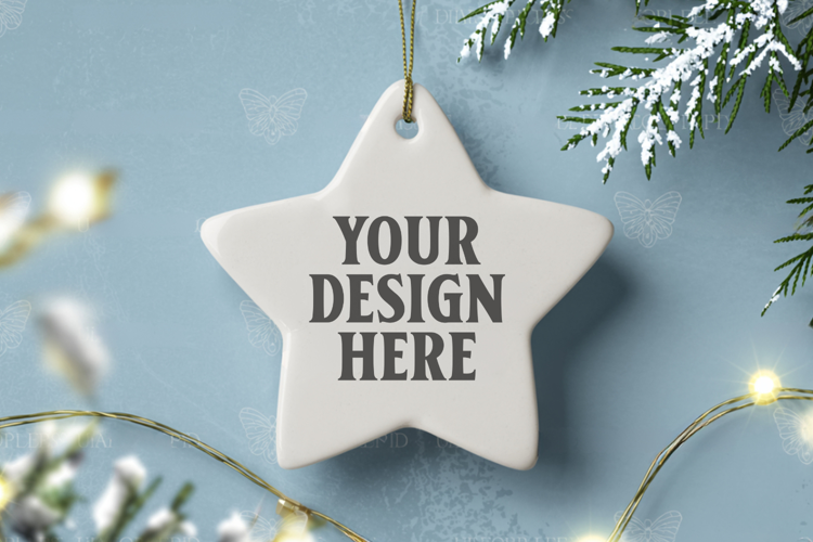 Christmas Star Ceramic Ornament Mockup | Holiday Star