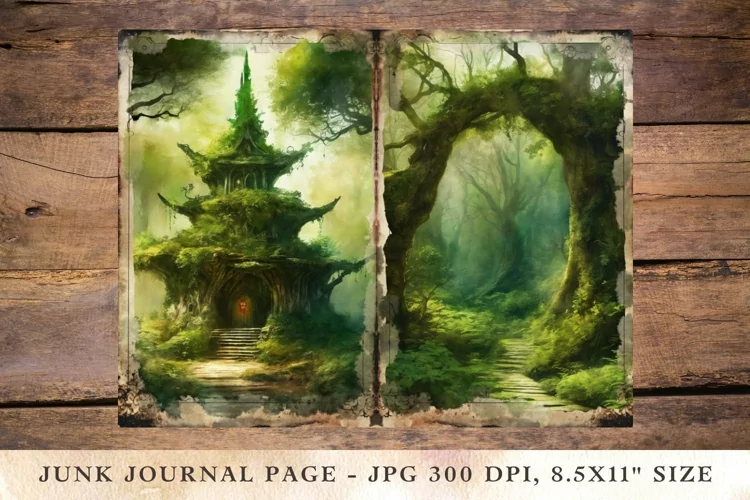 Printable Junk Journal Pages elf forest 1