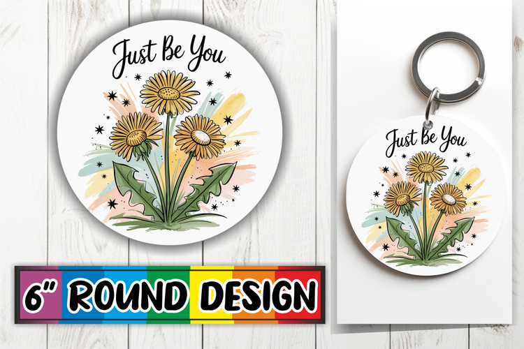 Joyful Coaster Round Style, Flowers Quote