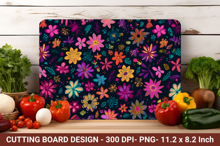 Colorful Floral Cutting Board | Cutting Board Png