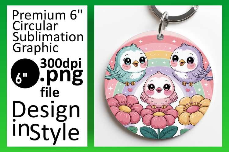 Trendy Circle Design Sublimation Artwork , Birds