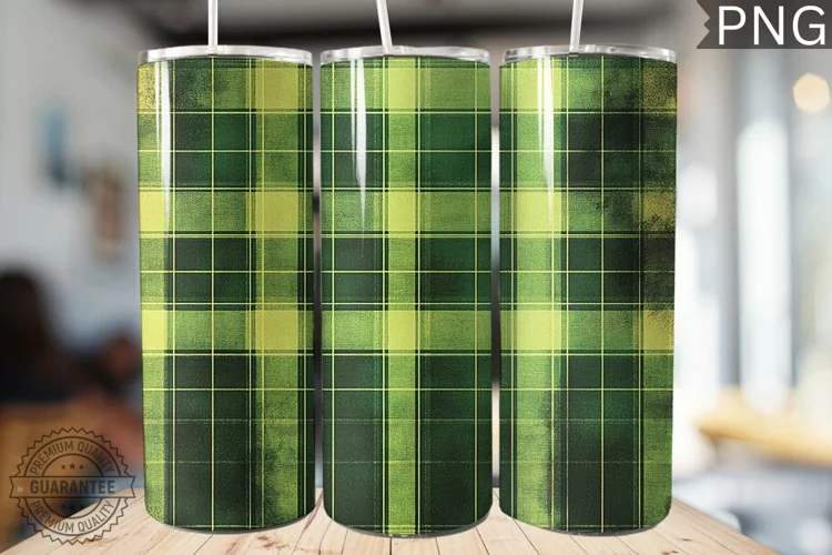 Green Plaid Tumbler Wrap - High Quality 300 Dpi