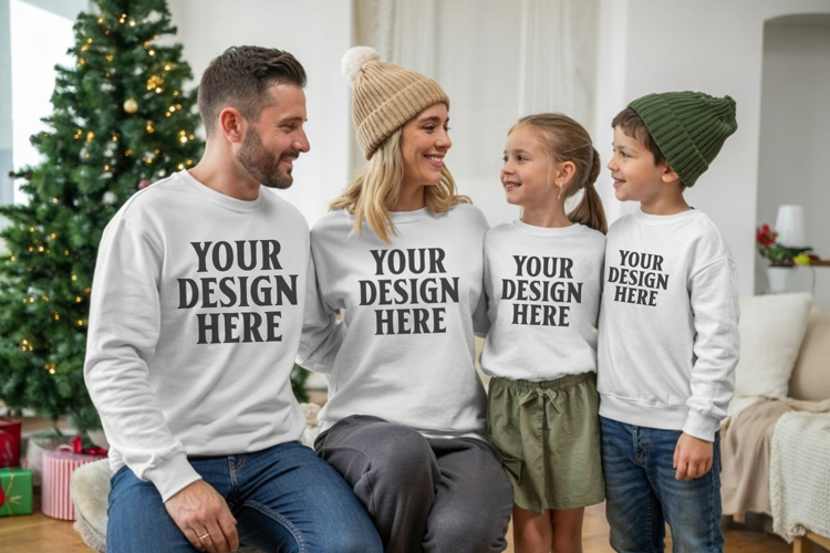 Christmas Family Matching T-Shirt Mockups | Holiday Group