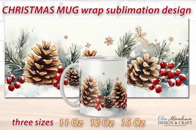 Christmas Mug Wrap design| Mug Sublimation Cricut Template