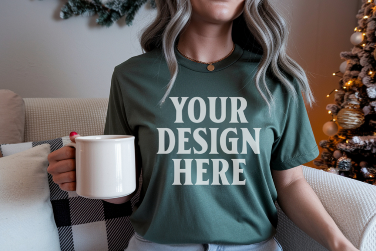Comfort Colors 1717 Island Green Christmas T-Shirt Mockup, B