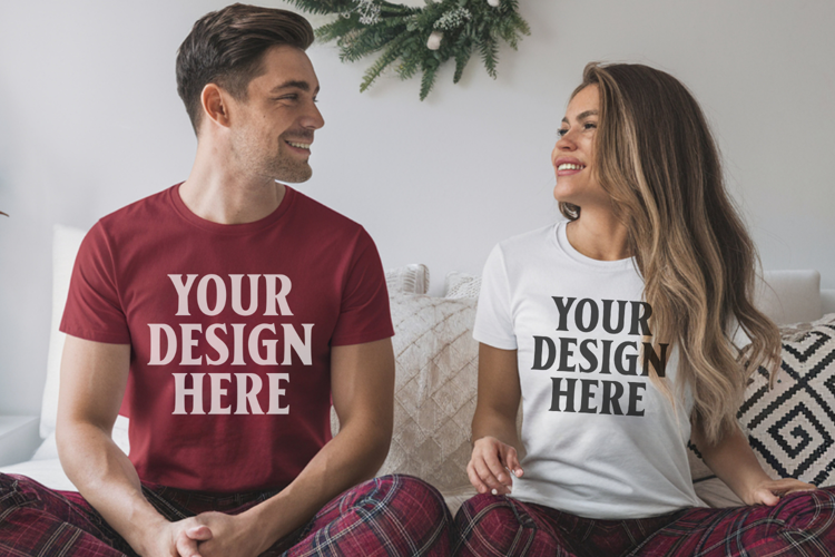 Christmas Bella Canvas 3001 Couple Mockup , BC3001 Couple mo