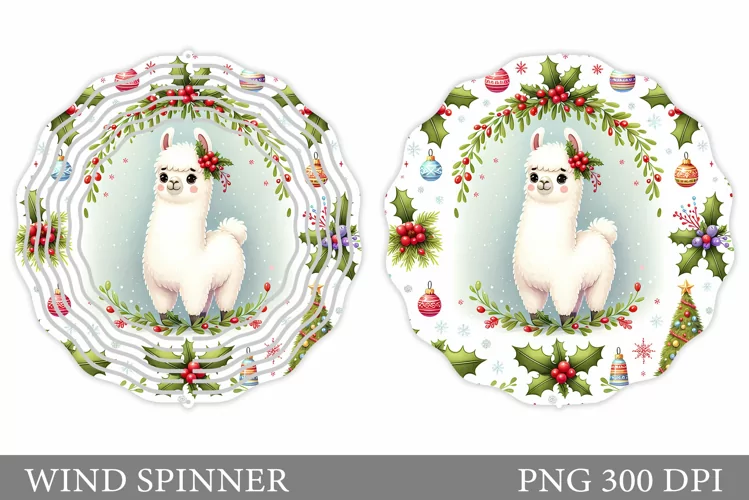 Christmas Lama Wind Spinner. Christmas Wind Spinner Design