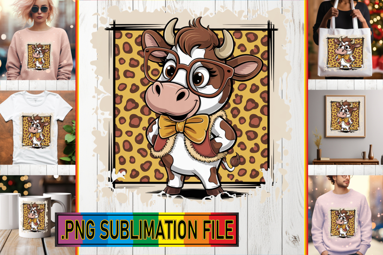 Cheerful TSHIRT Gift Ideas PNG, Cute Cow