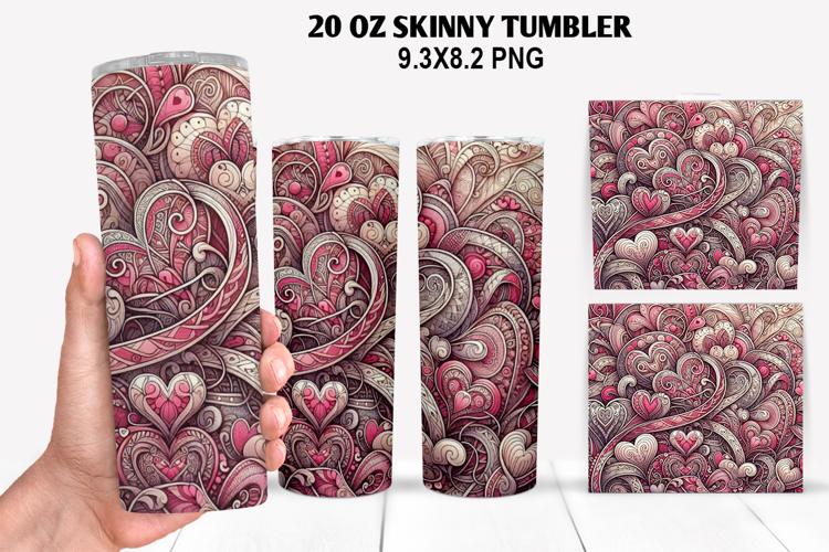 Valentine Skinny Tumbler 20oz Wrap Design, Valentine Tumbler