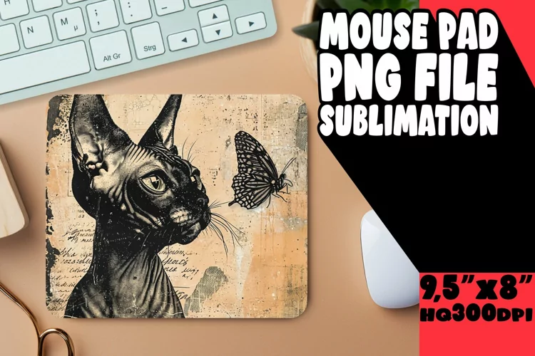 Cheerful Cat Design Mouse Mat