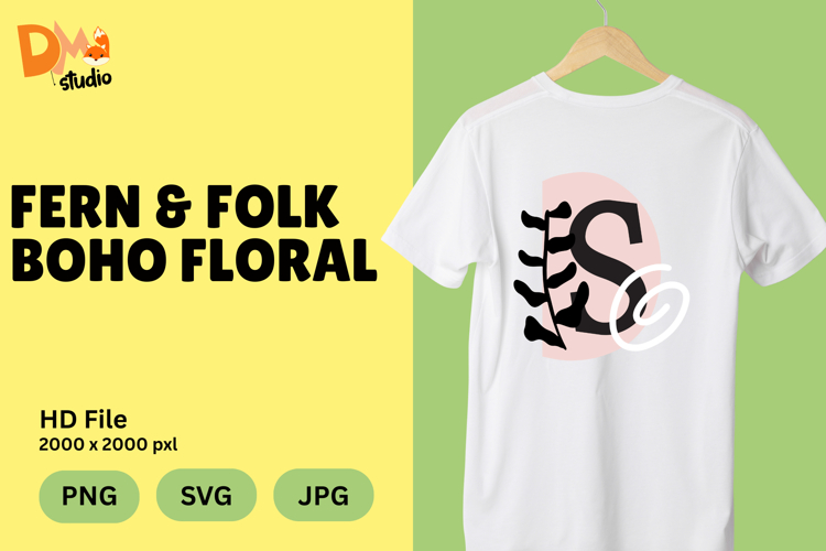 Fern   Folk Boho Floral Monogram