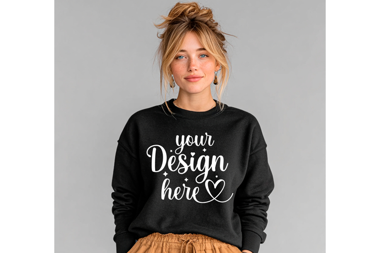 Gildan 18000 Black mockup, Gildan blank mockup