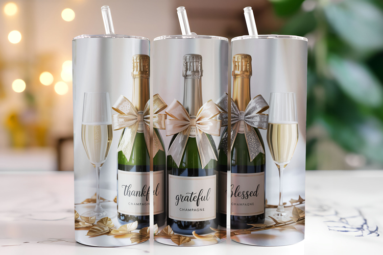 Thankful Grateful Blessed Tumbler Wrap | Sublimation