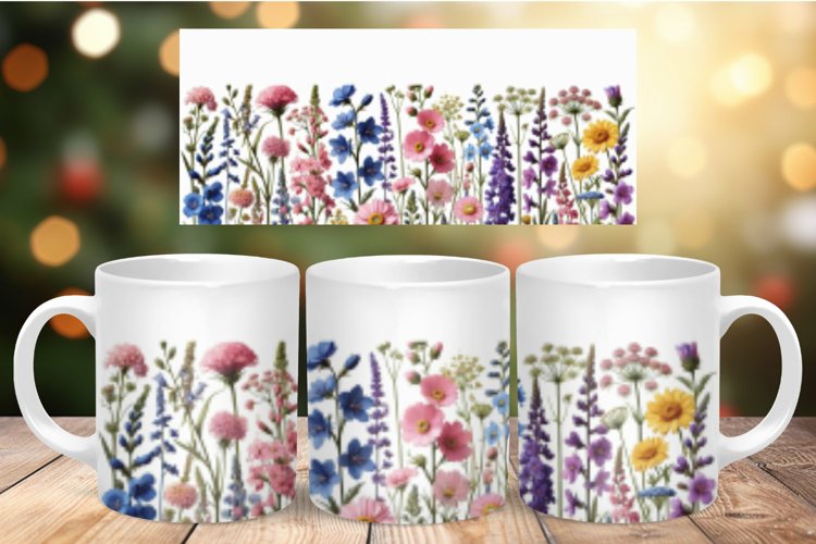 Valentine Mug Wrap Sublimation - wildflowers