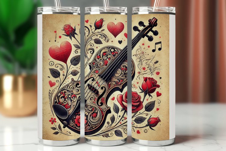 Valentine Tumbler Wrap 20 oz - violin