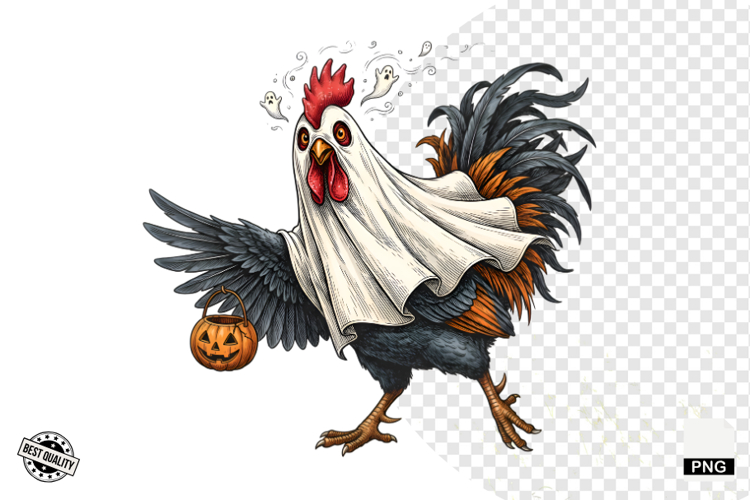 Halloween Ghost Chicken PNG