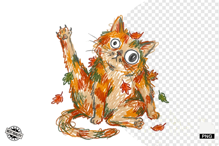 Quirky Funny Autumn Cat Clipart