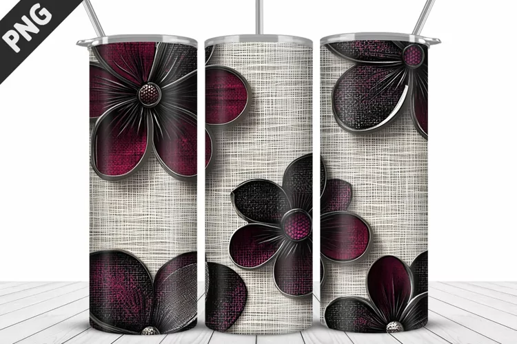 3D Daisy Flowers 20oz Tumbler Wrap | Sublimation Design