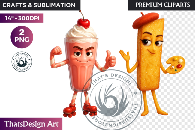 Fantasy Junk Food Characters RPG Clipart Sweets PNG Graphics