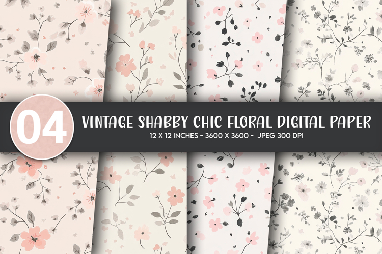 Vintage Shabby Chic Floral Digital Paper