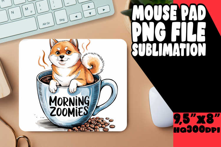 Bright MOUSE PAD Inspirational Design, Coffee Dog