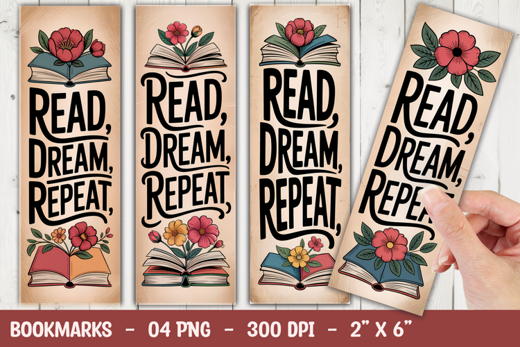 Read Dream Repeat Floral Bookmark Sublimation