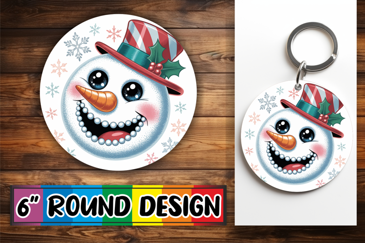 Whimsical Circle Keychain Design, Cute Christmas