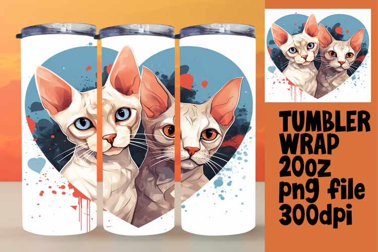 CUSTOM 20oz Tumbler Design for DIY , Cute Cat