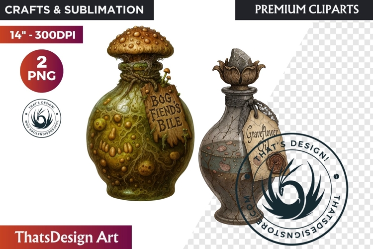 Halloween Hags Potions PNG Clipart spooky gothic bottle