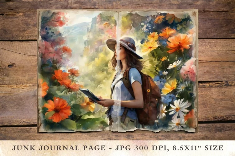 Printable Junk Journal Pages travelling girl 5