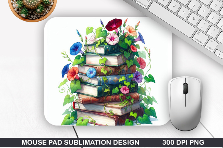 Book Flower Mouse Pad Sublimation, Animals Mouse Pad PNG