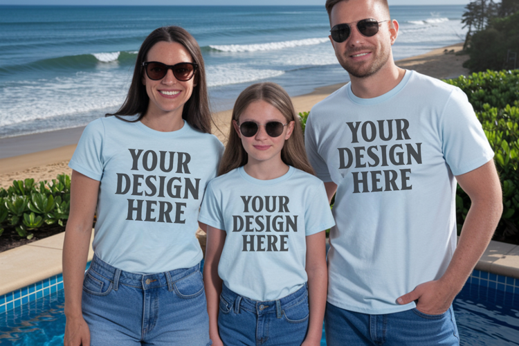 Bella Canvas 3001 Family Group T-Shirt Mockup