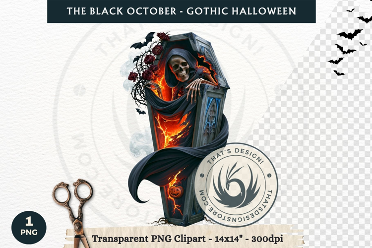 The Black October Gothic Halloween Clipart, Horror character