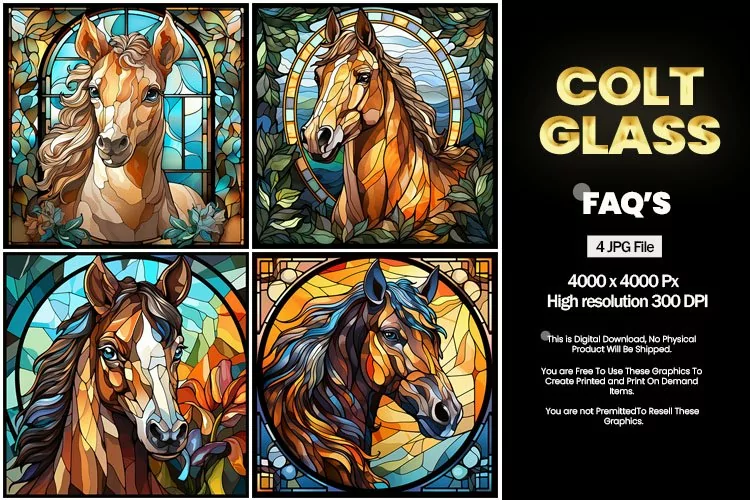 Colt Stained Glass Square Coaster - 04 Variations