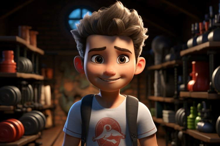 3D Character Boy Fitness_Trainer with relevant environment