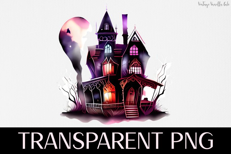 Haunted House - Transparent PNG Halloween Clipart Graphic example image 1