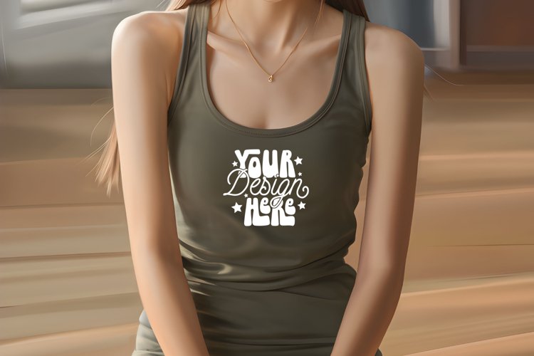Next Level 1533 Military Green Mockup, Next Level Tank Top example image 1