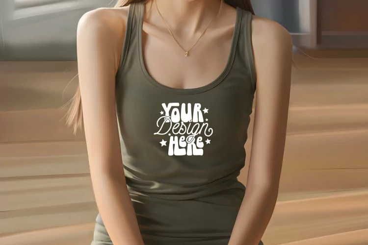 Next Level 1533 Military Green Mockup, Next Level Tank Top