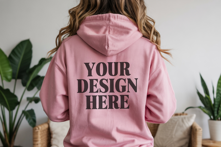 Pink Gildan 18500 Hoodie Mockup ,Cozy Unisex Sweatshir