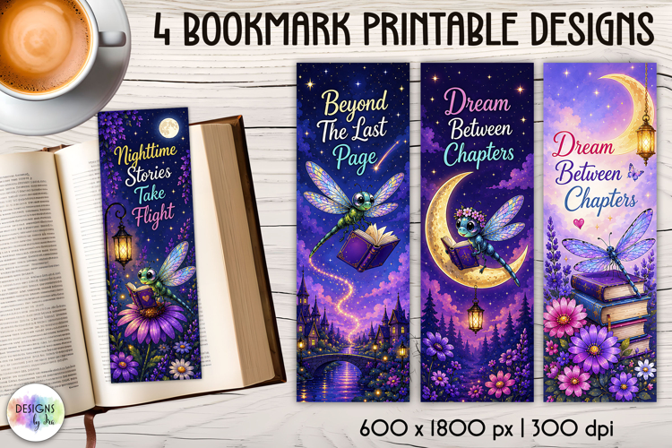 Fantasy Dragonfly Bookmarks | Magical Night Reading