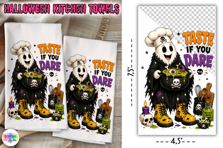 Taste If You Dare Halloween Kitchen Towel PNG