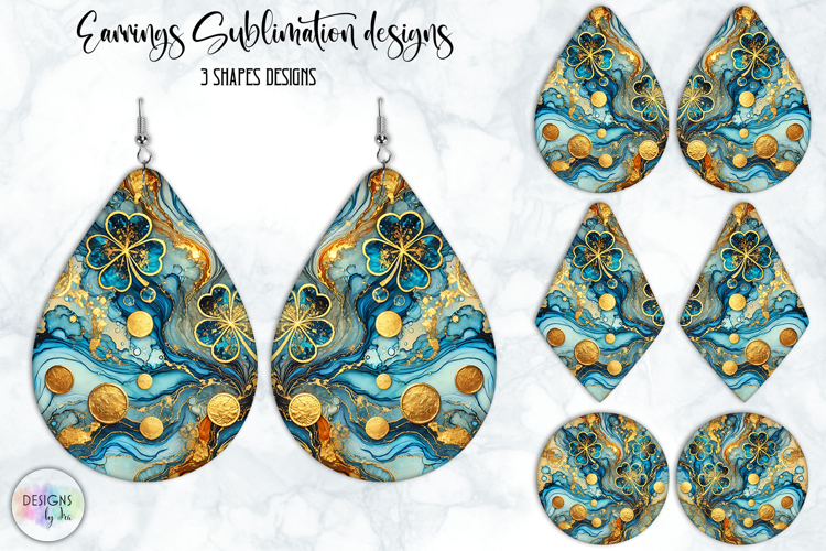 St. Patrick’s Day Earrings Sublimation, Lucky Clover Art